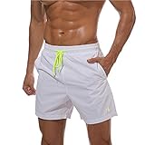 donhobo Badeshorts für Herren Schnelltrocknend Schwimmhose Badehose Jungen Beachshorts Boardshorts Strand Shorts Freizeit Sport Kurz Hose (Weiß,S)
