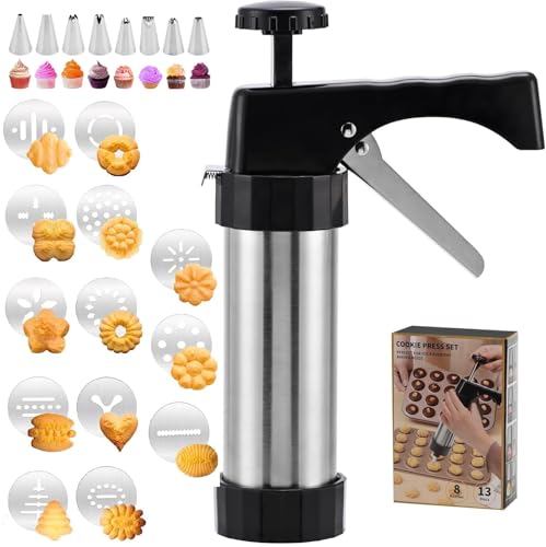 EooUooIP Cookie Press Gun Kit, Spritz Cookie Press, Stainless Steel