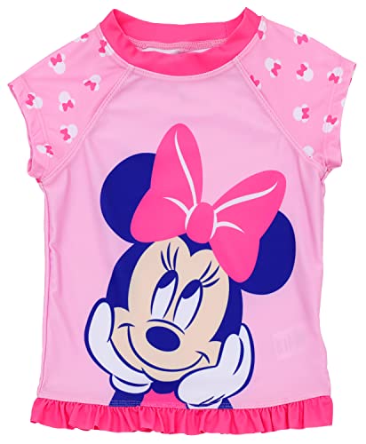 Disney Infant Girl's 2 Piece Minnie Mouse Rashguard Top And Swim Bottom Set, Pink, 18 Months #TOP1
