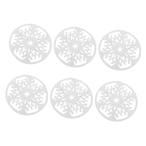 KONTONTY 6pezzi Sottobicchieri Natalizi Tondi in Feltro Bianco Con Fiocco Di Isolanti e Antiscivolo Per Decorazioni Tavola Festa Natale