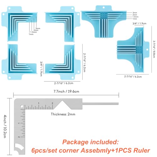 Pacote com 7 guias de canto para caixas de aglomerado, com guia de capa de livro 5 em 1, ferramenta