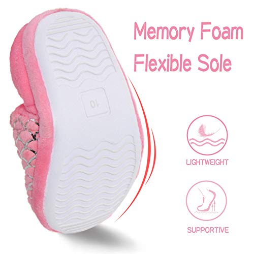 Mixin Girls Slippers Mermaid Princess No-Slip Memory Foam Slippers Soft Rubber Sole House Shoes For Bedroom Indoor Outdoor Mermaid 11 #TOP2
