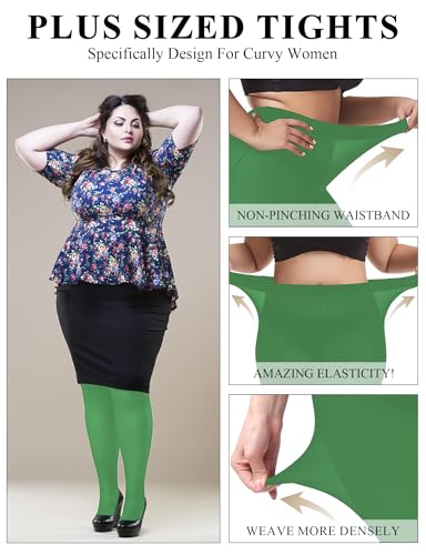 Image of Buauty Plus Size Tights for Women Ultra Soft Solid Color Semi-Opaque Pantyhose,
