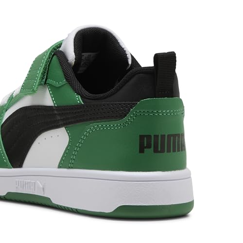 Puma Unisex Kinder Rebound V6 Lo Ac+ Ps Sneaker, Puma White Puma Black Archive Green, 28 EU