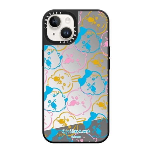 CASETiFY MagSafe �Ή��~���[ iPhone 14 �P�[�X [���ː� / 1.5m����̗����������N���A / Chiikawa Co-Lab] - �V���o�[ (�u���b�N�o���p�[) - Chiikawa Ice Pop Medley Case