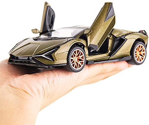 Image of Toy Cars Sian Fkp3 Metal Model Car With Light And Sound Pull Back Toy Car For Boys Age 3 + Year Old(Sian Vb32611-1 Army), Multicolor