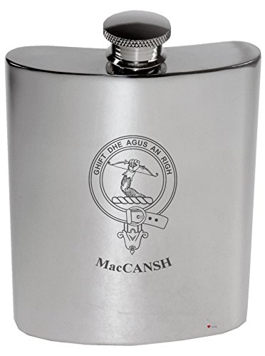 Maccansh Family Crest 6Oz Polished Pewter Kidney Flask #TOP28