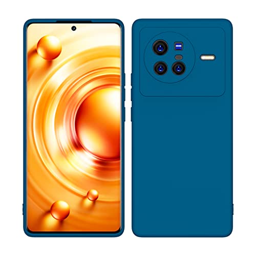 Image of Kapa Matte Lens Protective Shockproof Flexible Back Cover for Vivo X80, Slim Silicone with Soft Lining Shockproof Flexible Full Body Bumper Case (Blue)