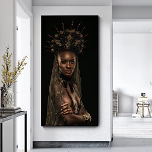 Impression paysage urbain et femme noire sur toile d'art murale premium 60x120