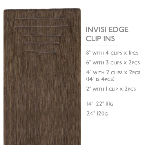 Image of WENNALIFE Invisible Edge Seamless Clip in Hair Extensions Real Human Hair