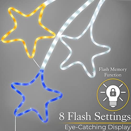 Christow Large Shooting Star Christmas Light Outdoor Wall Decoration, Energy Efficient LED Rope Light Silhouette, Flashing, Mains Operated, 220cm (Multi Coloured)