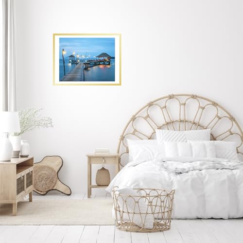 Image of JCJMY 19.25x26.75 Puzzles Frame Gold, Display 18x24 with Mat or 19.25 x 26.75 without, Wall Hanging 19.25 by 26.75 Picture Frame for Poster Photo Canvas Picture Puzzles, Gold