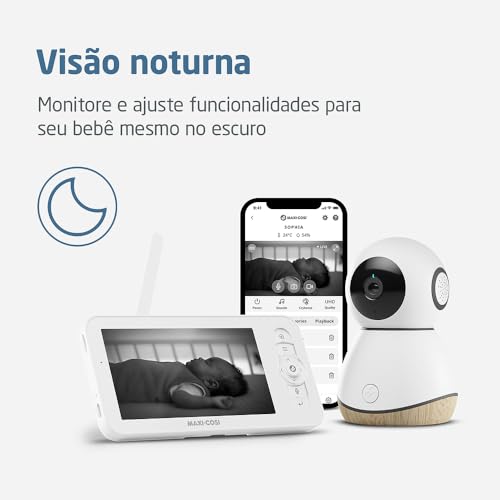Maxi Cosi, Babá Eletrônica See Pro 360, tela 5.0, tecnologia CryAssist™ interpreta o choro, câmera H