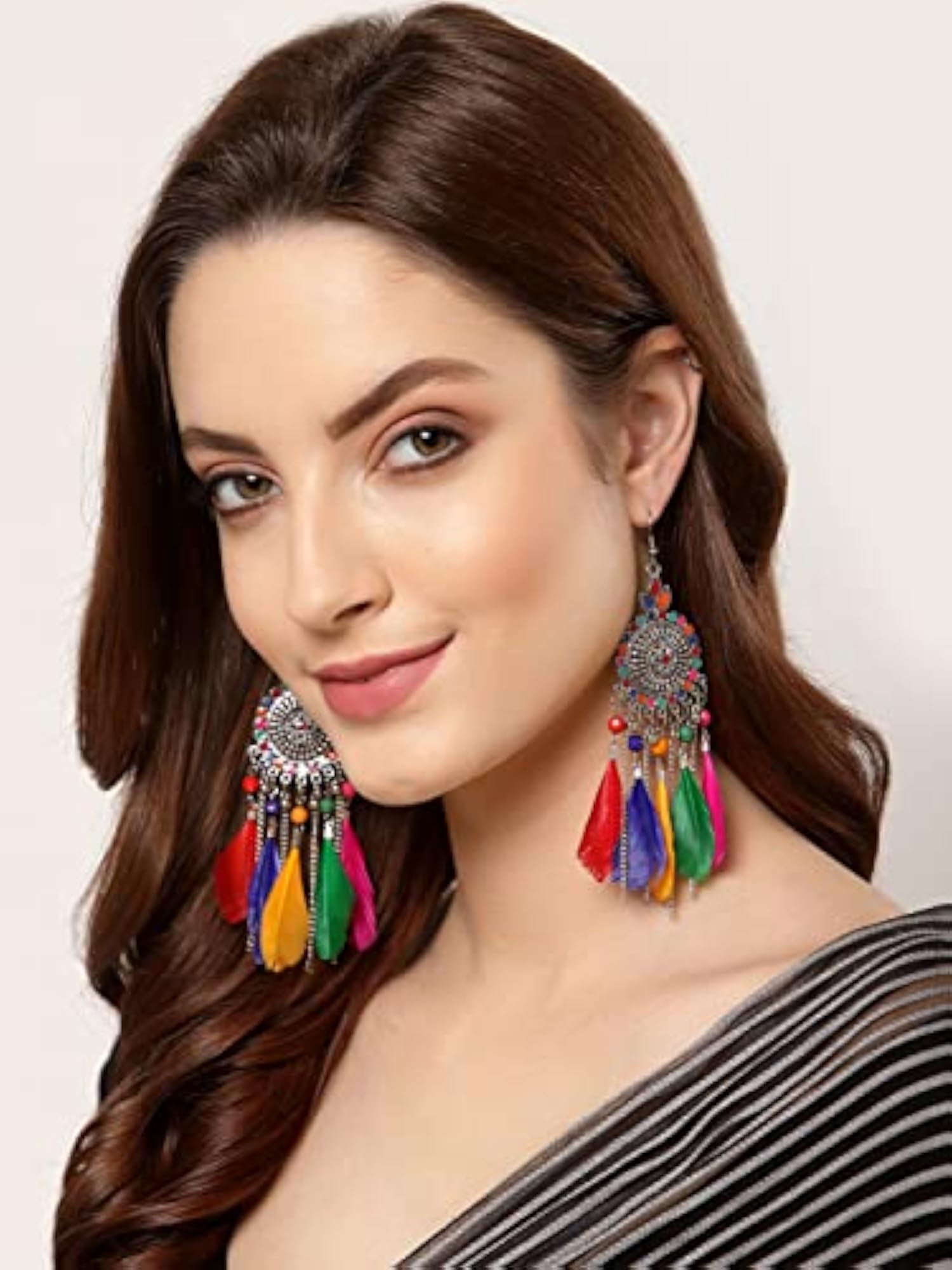 Oxidised Feather Earrings for Women