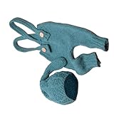 Conjunto 2 Uds Pantalones Con Tirantes Y Botones Tejidos Para Recién Nacidos Y Sombrero Larga A Juego Accesorios Fotografía Para Sesiones Fotos Bebés