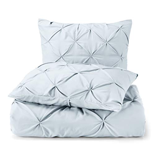 Image of Nestl King Comforter Set Pinch Pleat Comforter, Bedding Comforter Sets, Comforter Set for King Bed, Pintuck Comforter Set King /Cal King Size, Down Comforter with 2 Pillow Shams, 3-Piece - Ice Blue