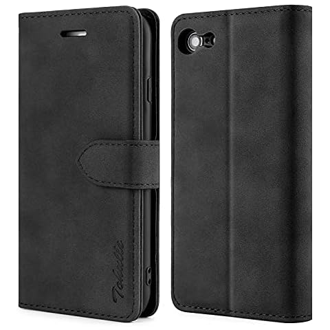 TOHULLE Case for iPhone 7 iPhone 8 iPhone SE 2020 iPhone SE 2022, Premium Leather Wallet Case with Card Holder Kickstand Magnetic Closure Flip Folio Case Cover Compatible with iPhone 7/8/SE - Black Cover