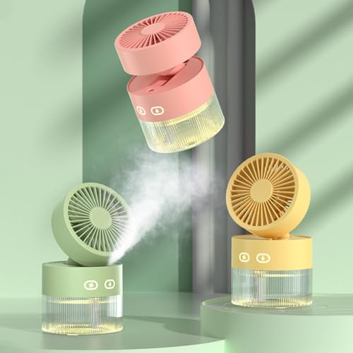 Ventilatore Umidificatore, 2 In 1 Ventola Nebulizzatore Ricaricabile A 2 Velocità Con Luce Notturna, Ventilatori Raffreddamento Per Auto Da Viaggio Tende Da Esterno Camera Da Letto - 9