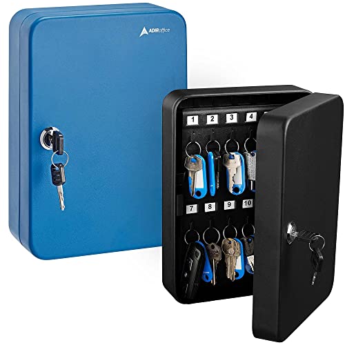 Adiroffice Key Steel Security Storage Holder Cabinet Valet Lock Box (48 Key, Black) Key Steel Security Storage Holder Cabinet Valet Lock Box (48 Key, Blue) Bundle #TOP22