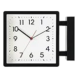 BESTIME 66295A Double Sided Plastic Wall Clock with Black Frame. Simple Design Classic Station Clock, Quiet, Elegant and Generous Style, Suitable for Home, Office, Living Room, Kitchen, Bedroom.