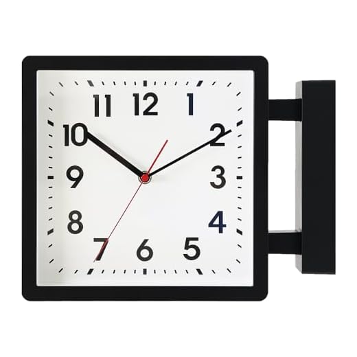BESTIME 66295A Double Sided Plastic Wall Clock with Black Frame.Simple Design Classic Station Clock,Quiet,Suitable for Home,Office,Living Room.