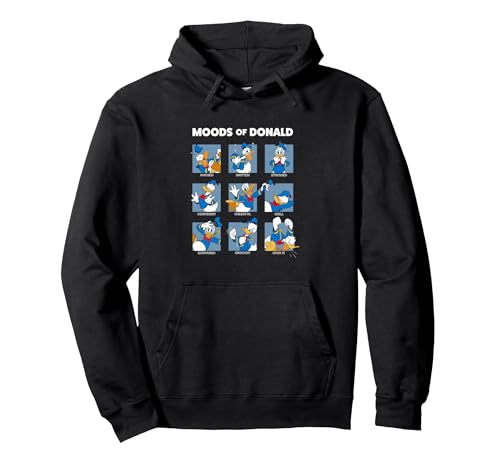 Image of Disney Mickey And Friends Moods Of Donald Duck Pullover Hoodie, Adult Unisex, Black, Large