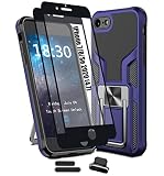 Picture of LMDAMZ Compatible iPhone 7/8/Se 2020 Anti-Fall,Heavy Duty Military Grade Shockproof Kickstand Case Double Protection (TPU+PC) Solid and Durable Magnetic Car Phone Case, Suitable for 4.7 Inches (Blue)
