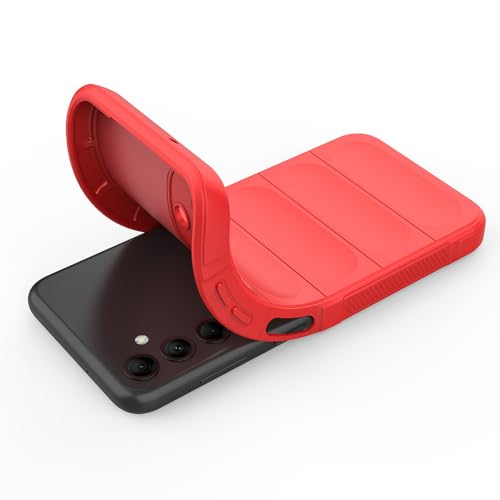 Image of amazon basics Mobile Cover for Samsung Galaxy A25 5G | Full Camera Protection | Liquid Silicon Case | Flexible Bumper Case for Samsung Galaxy A25 5G (Red)