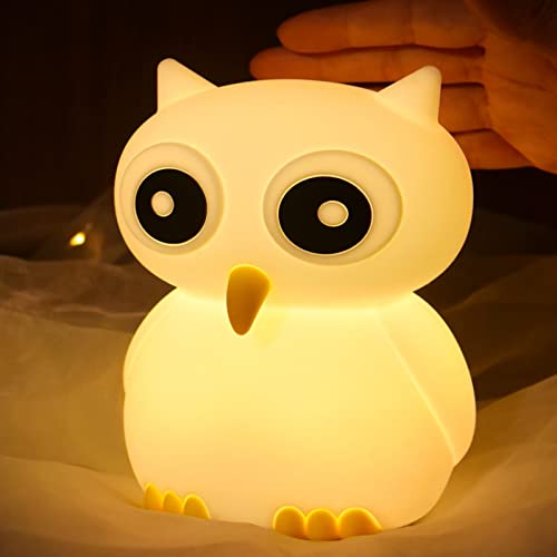 Mignon hibou veilleuse pour enfants, cadeaux d'anniversaire pour garçons filles chambre décor animal veilleuse LED pépinière lampe bébé USB rechargeable silicone veilleuse Cover