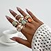 cotwdi Chunky Gold Rings for Women Non Tarnish Gemstone Rings Set Adjustable Thick Statement Ring Stackable Ring for Women Trendy Fashion Gold Jewelry (Style8-Blue Gemstone 7Pcs)