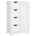 HOMFA Bathroom Floor Cabinet, Wooden Side Storage Organizer Cabinet with 4 Drawer and 1 Cupboard, Freestanding Unit for Better Homes and Gardens Office, White