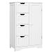 HOMFA Bathroom Floor Cabinet, Wooden Side Storage Organizer Cabinet with 4 Drawer and 1 Cupboard, Freestanding Unit for Better Homes and Gardens Office