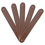 Hides & Knives Leather Drawer Pulls in Plain Brown - Handmade, Child Safe, Chic Look, Flexible Length with pre-Made Holes, Sealed Pores Top Grain (5-Pack)