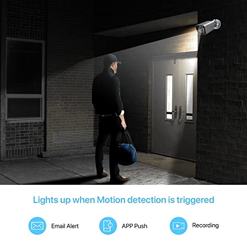 Eversecu H.265 4Mp Poe(Power Over Ethernet) Outdoor Ip Bullet Camera, Motion Detection Spotlight Full Color Night Vision, Built-In Microphone, Ip66 Waterproof Home Security Surveillance Cctv Camera #TOP2