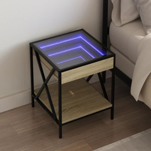 Tableau de lit avec Infinity LED Sonoma Oak 40x40x49 cm FANDIAO
