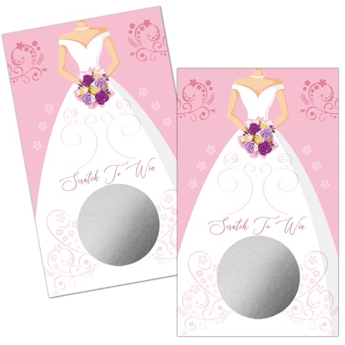 Haizct 50 Pack Bouquet Wedding Dress Bridal Shower Scratch Off Game Cards for Country Wedding, Bridal Shower, Bridal Lottery Tickets, Wedding Shower Ideas, Bachelor Party Games, Baby Shower