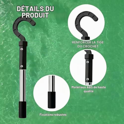 Shengou Crochet Robot Piscine avec Tige Télescopique, Crochet pour Aspirateur pour Piscine, Crochet Accessoire pour Robot de Piscine, Crochets pour Tous Les Robots Aspirateurs De Piscine (255CM) – vue 4