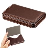 YAZWUR 1 Pcs Visitenkartenetui Flip-Stil PU-Leder Hochwertiger Business-Kartenhalter mit Magnetverschluss Tasche Business Name Karten Halter Kreditkartenetui für Damen und Herren (Braun)