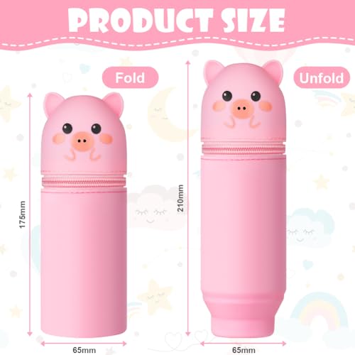 Vicloon Pencil Case, Pig Pencil Case in Soft Silicone, 2 in 1 Silicone Pouches Big Capacity Pencil Case and Desk Pen Holder - Image 2