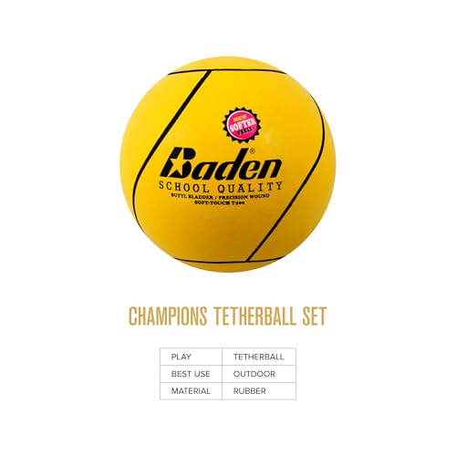 Baden School Quality Tetherball Set - Soft-Touch Tetherball Ball and Rope with Hook and Snap Lock, 10.5 ft Height Steel Pole, Air Pump with Needle for Backyard and Outdoor Games - Thumbnail 3
