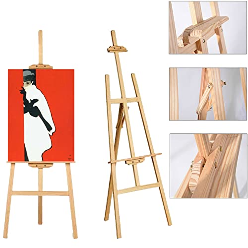 Chevalet en bois de 150cm - Tripode en bois pour Studio - Support de Peinture en Pin Massif - Pour Peinture, Croquis, Présentation, Mariage
