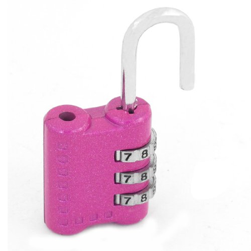 Image of Aexit Fuchsia Metal Padlocks & Hasps 3 Dial Digit Combination Password Suitcase Code Combination Padlocks Lock Padlock