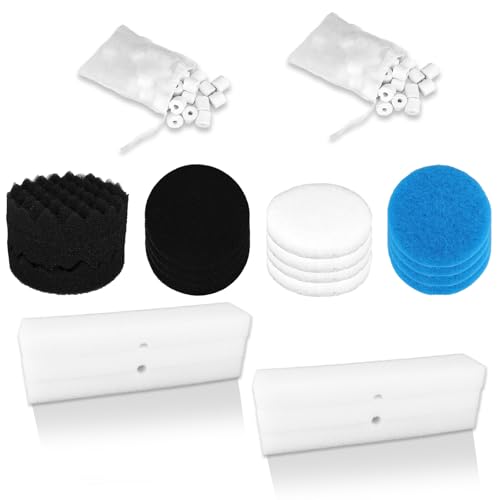 Diegimr Kit de 24 filtres de rechange pour filtres d'aquarium Fluval FX2/FX4/FX5/FX6, comprend des sacs en céramique, des tampons de polissage à l'eau, des...