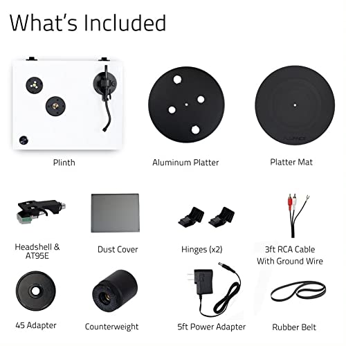 Fluance Rt81 Elite High Fidelity Vinyl Turntable Record Player With Audio Technica At95E Cartridge, Belt Drive, Built-In Preamp, Adjustable Counterweight, High Mass Mdf Wood Plinth - Piano White #TOP7