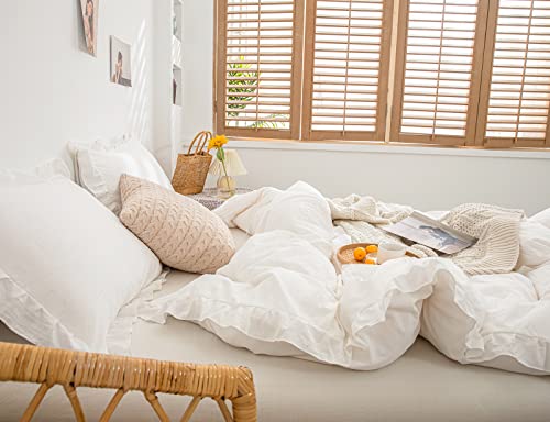 Merryword White Boho Bedding Set Twin White Duvet Cover Set Shabby Chic Ruffled Fringe Soft Farmhouse Comforter Cover Set With 1 Pillow Sham (Twin, White) #TOP4