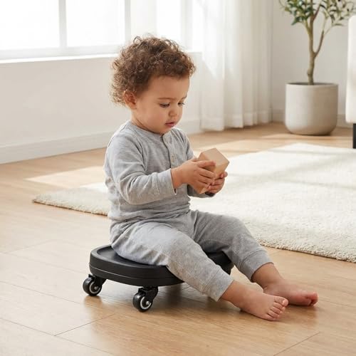 ロースツール 低床椅子 作業用スツール キャスター付 ワーキングチェア 自動車整備 低所作業 家事用 軽量 波形デザイン 32×12cm ブラック/レッド選択可 (波形,レッド) [5]