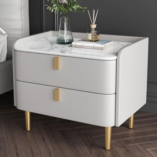 Modern Minimalist Bedside Table with Drawers - Stylish Nightstand for Bedroom, Living Room & Hallway - Versatile Side Table for Small Spaces