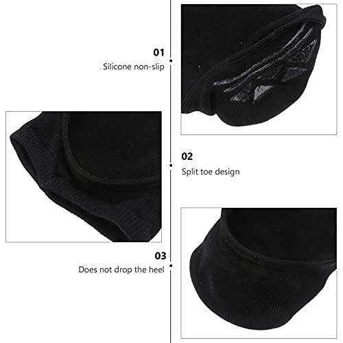 Generic 1 Pair Black Women No Show Peep Toe Sock Toeless Cotton Non Slip Shoe Liner Open Toe Socks Yoga Sock, 26X7Cm, E17L50Tf180 #TOP2