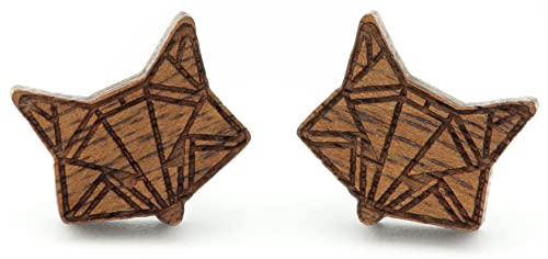 NaturSchatulle Holzschmuck Ohrringe Damen 12mm Fuchs Gravur Holzohrringe Stecker 925 Silber Ohrstecker Schmuck Nussbaum Holz Cover