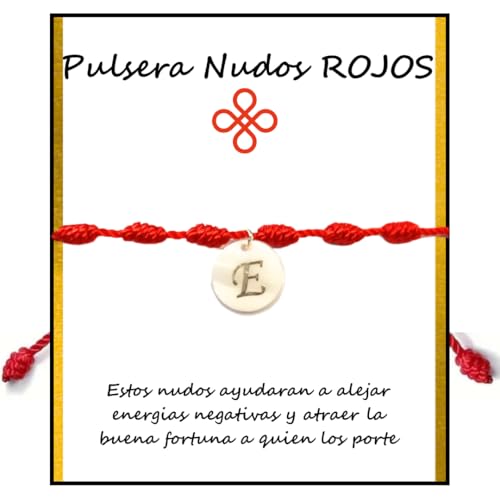 Genérico Pulsera de Nudos Rojos con Amuleto de la Suerte, Dije Inicial en...